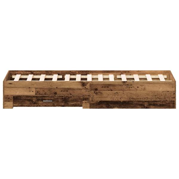 Bett mit Schubladen Altholz 135x190 cm Holzwerkstoff