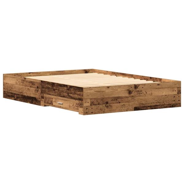 Bett mit Schubladen Altholz 135x190 cm Holzwerkstoff