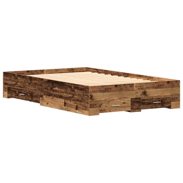 Bett mit Schubladen Altholz 120x190 cm Holzwerkstoff