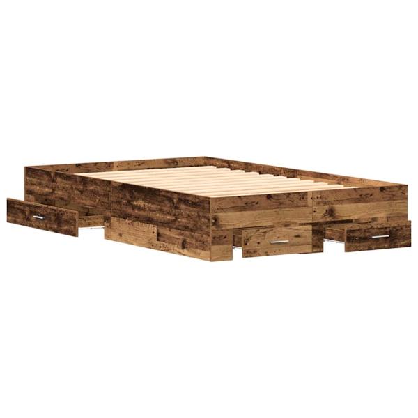 Bett mit Schubladen Altholz 120x190 cm Holzwerkstoff