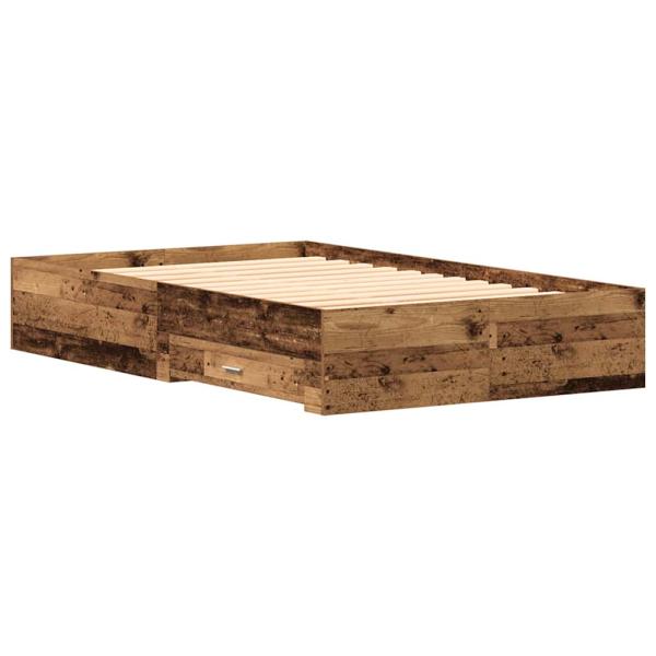 Bett mit Schubladen Altholz 120x190 cm Holzwerkstoff