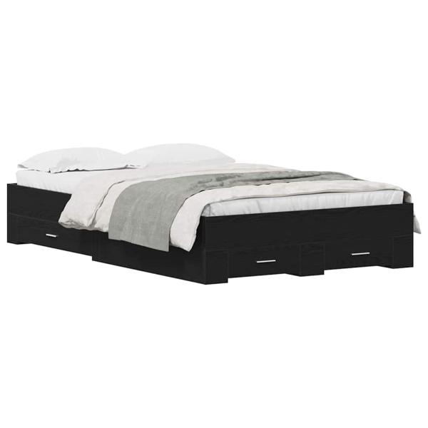 Bett mit Schubladen Schwarz Eiche 120x190 cm Holzwerkstoff