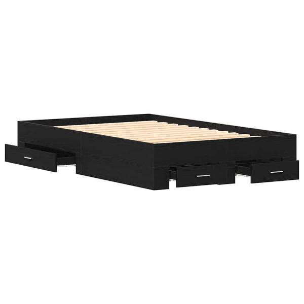 Bett mit Schubladen Schwarz Eiche 120x190 cm Holzwerkstoff