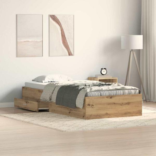 ARDEBO.de - Bettgestell Artisan Eiche 100x200 cm Holzwerkstoff