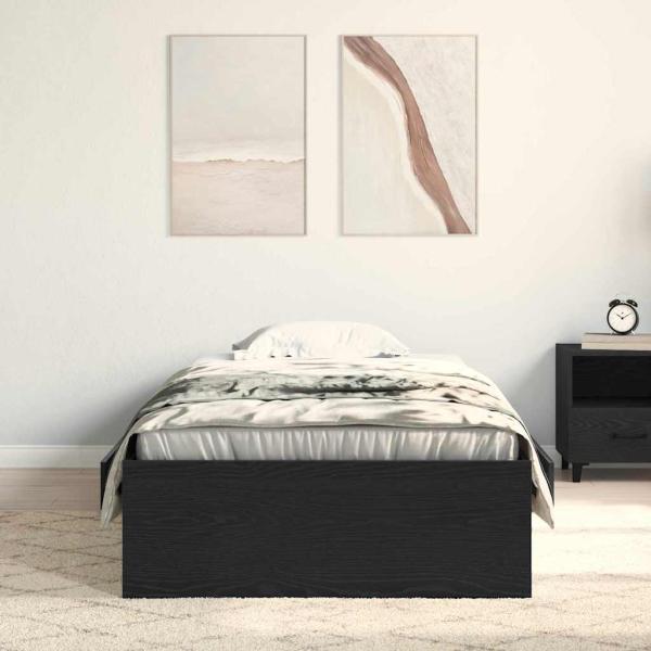 Bettgestell Schwarz Eiche 100x200 cm Holzwerkstoff