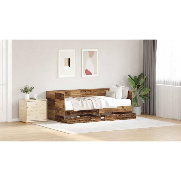Tagesbett mit Kopfteil Altholz 100 x 200 cm Holzwerkstoff