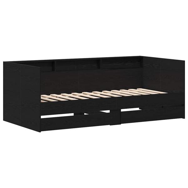 Schwarzes Bettsofa mit Schubladen Schwarze Eiche Holzwerkstoff