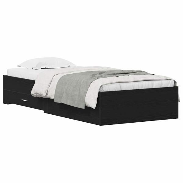 Bettgestell Schwarz Eiche 90x190 cm aus Holzwerkstoff