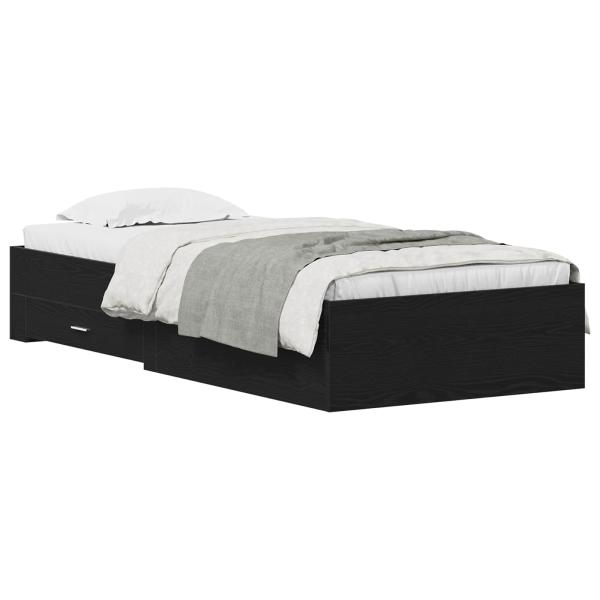 Bettgestell Schwarz Eiche 90x190 cm aus Holzwerkstoff