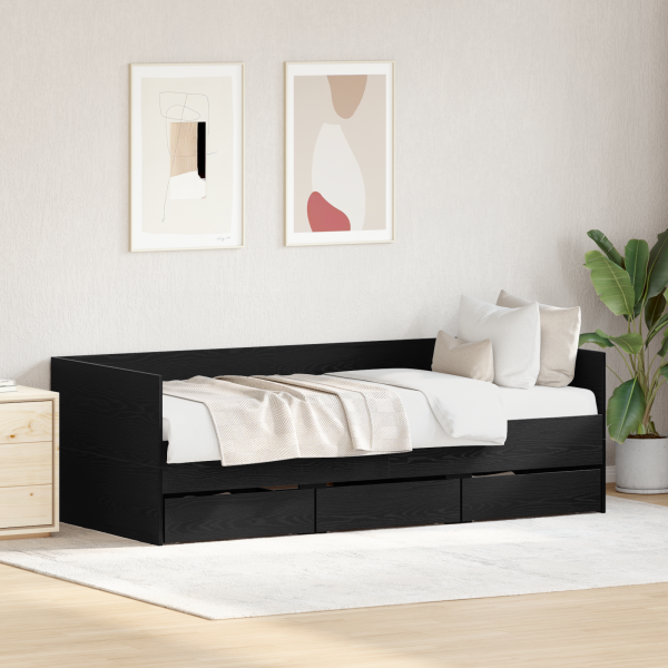 Daybed Schwarze Eiche Spanplatten 90 x 190 cm Langlebig Daybed