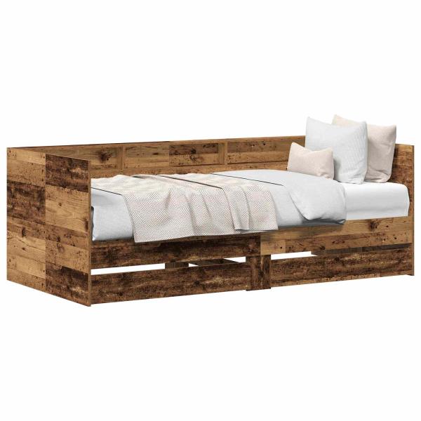 Tagesbett mit Schubladen Alte Holzoptik Holzwerkstoff 90 x 190 cm