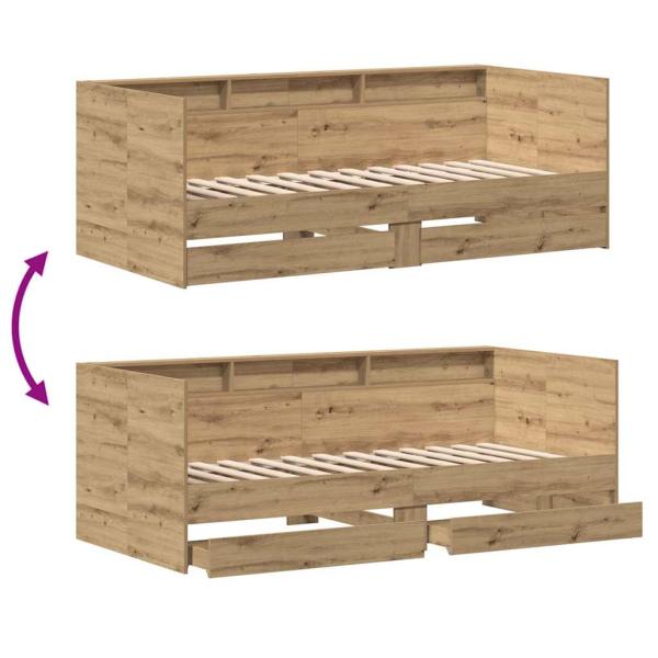 Tagbett mit Schubladen Artisan Eiche Holzwerkstoff 75 x 190 cm