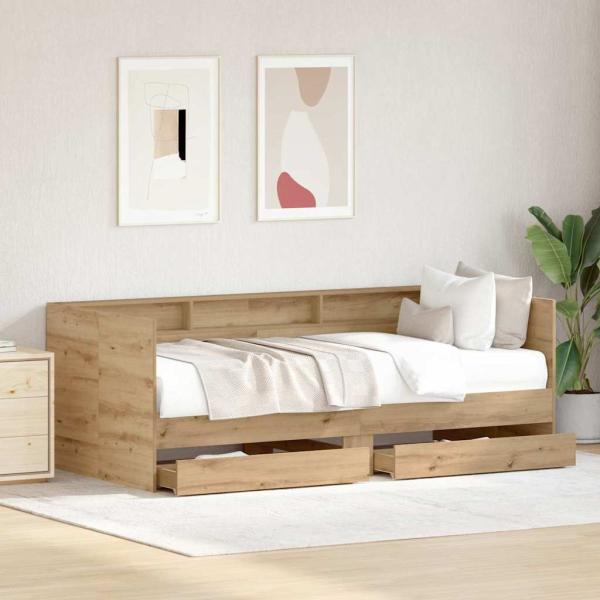 Tagbett mit Schubladen Artisan Eiche Holzwerkstoff 75 x 190 cm