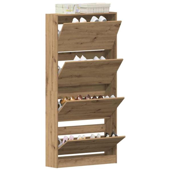 Schuhschrank Handwerkliche Eiche Holzwerkstoff 80 x 21 x 163.5 cm