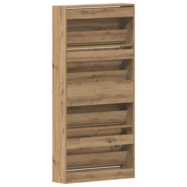 Schuhschrank Handwerkliche Eiche Holzwerkstoff 80 x 21 x 163.5 cm
