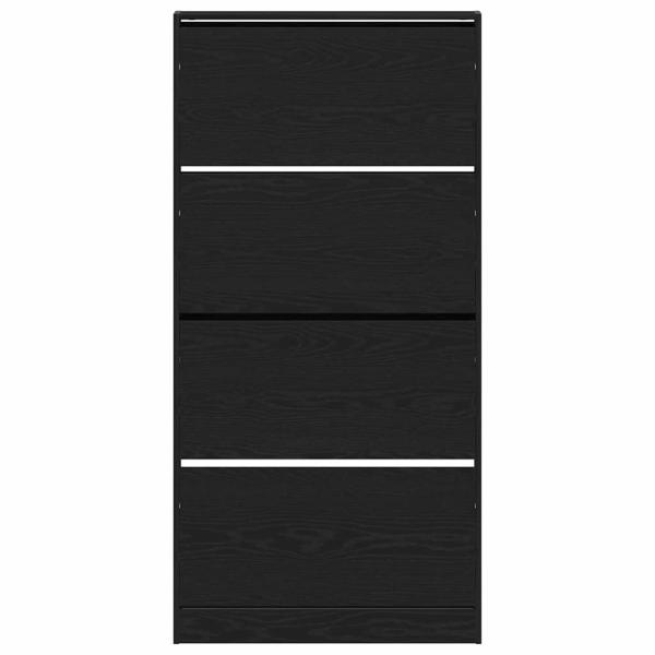 ARDEBO.de - Schuhschrank Schwarzes Eichenholz Holzwerkstoff 80 x 21 x 163,5 cm