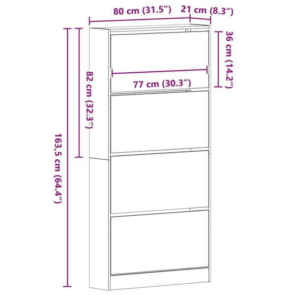 Schuhschrank Schwarzes Eichenholz Holzwerkstoff 80 x 21 x 163,5 cm