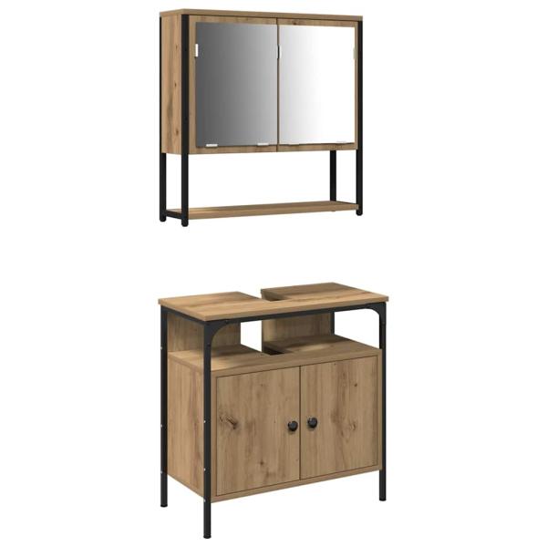 2-teiliger Badezimmermöbel-Set aus Artisan Eiche, engineered wood