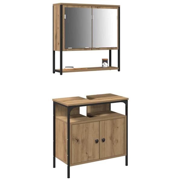 2-teiliger Badezimmermöbel-Set aus Artisan Eiche, engineered wood