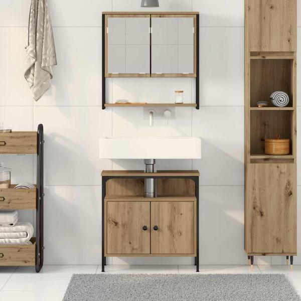 2-teiliger Badezimmermöbel-Set aus Artisan Eiche, engineered wood