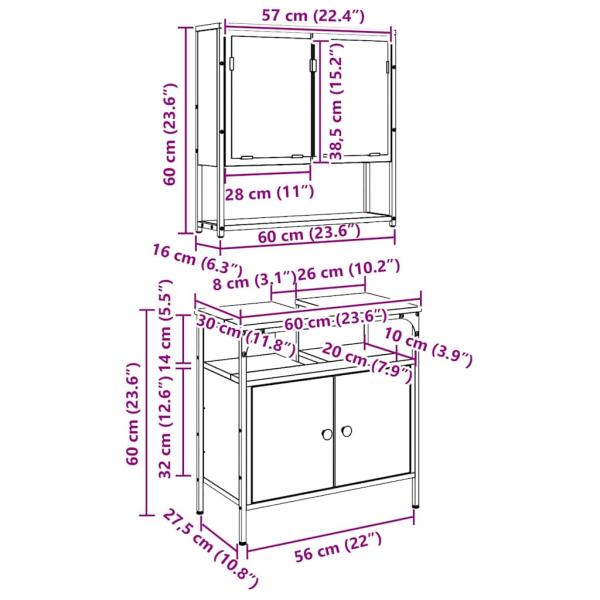 2-teiliger Badezimmermöbel-Set aus Artisan Eiche, engineered wood
