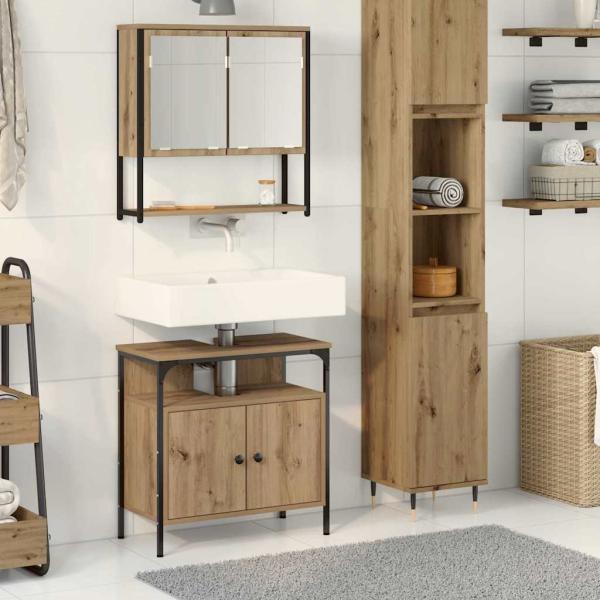 2-teiliger Badezimmermöbel-Set aus Artisan Eiche, engineered wood