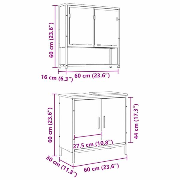 2-teiliges Badezimmermöbel-Set Alte Holzfaserplatte