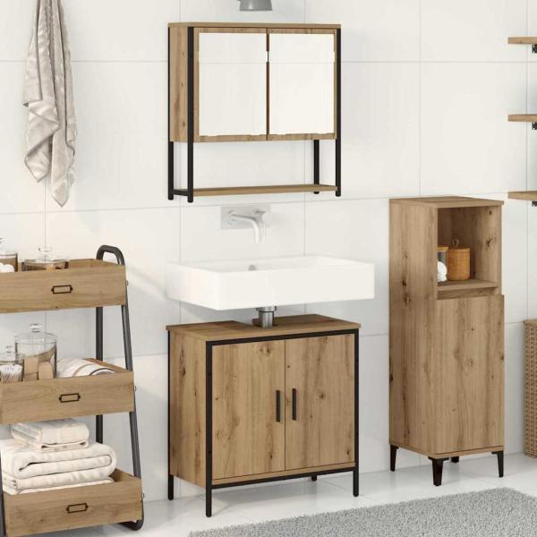 ARDEBO.de - 2-teiliges Badezimmermöbel Set Artisan Eiche engineered Wood