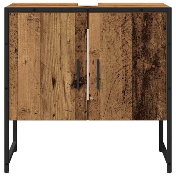2-teiliger Badschrank-Set aus Altholz und Holzwerkstoff