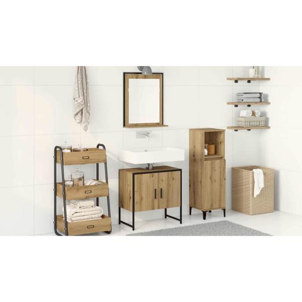 2-teiliges Badezimmer-Schranksystem aus Artisan Eichen-Engineered Wood