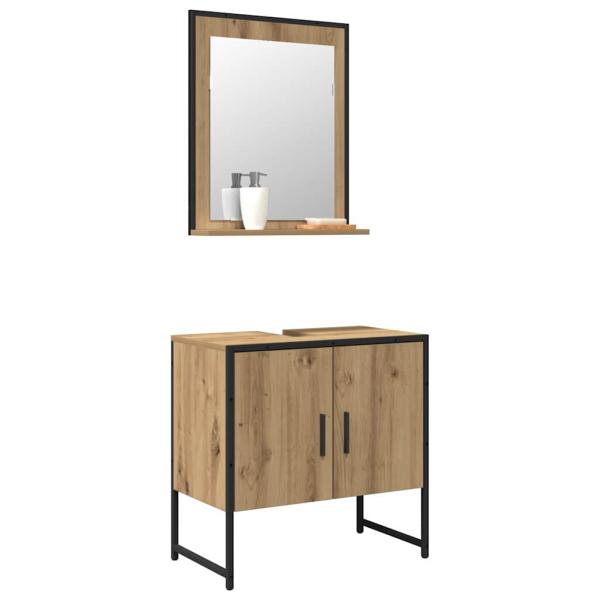 2-teiliges Badezimmer-Schranksystem aus Artisan Eichen-Engineered Wood