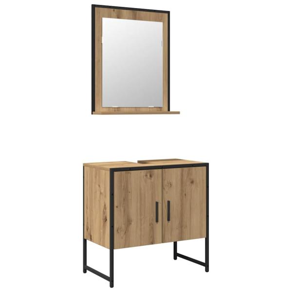 2-teiliges Badezimmer-Schranksystem aus Artisan Eichen-Engineered Wood