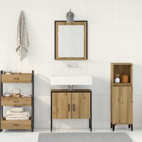 2-teiliges Badezimmer-Schranksystem aus Artisan Eichen-Engineered Wood