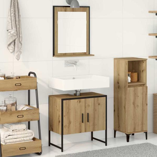 2-teiliges Badezimmer-Schranksystem aus Artisan Eichen-Engineered Wood