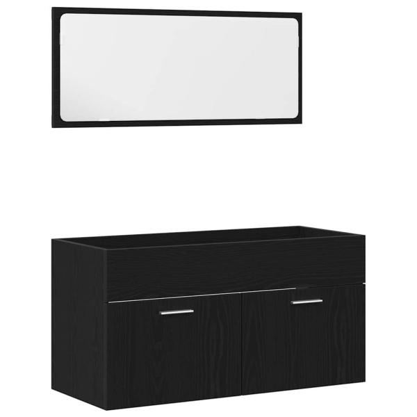 4-teiliges Badezimmermöbel Set Schwarze Eiche Ingenieurholz