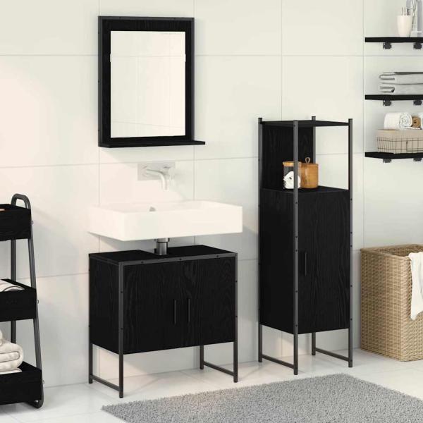 3tlg. Badschrank-Set Schwarze Eiche Holzwerkstoff