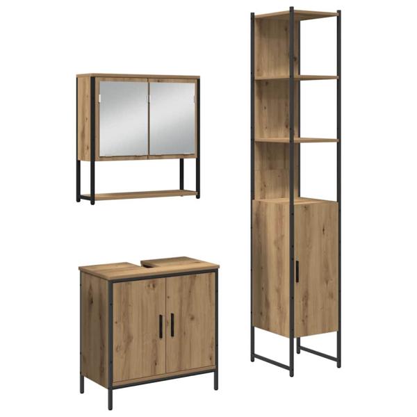3-teiliges Badezimmermöbel-Set Artisan Eiche engineered Wood