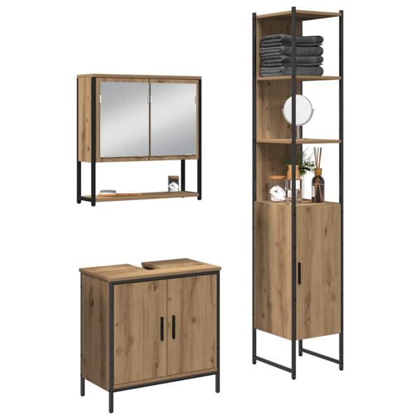 3-teiliges Badezimmermöbel-Set Artisan Eiche engineered Wood