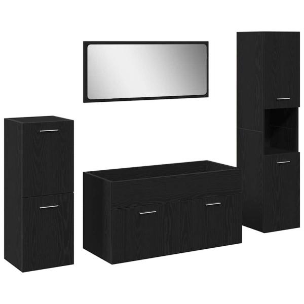4-teiliges Badmöbel Set Schwarze Eiche Ingenieurn Holz