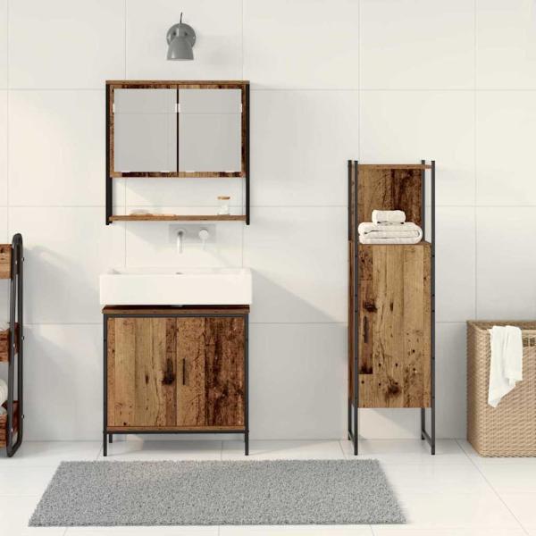 3-teiliges Badezimmermöbelset Alte Holzwerkstoffe