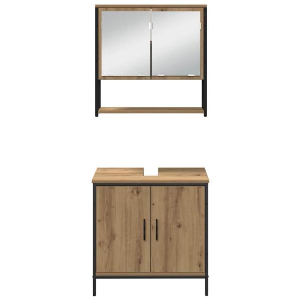 3-teiliges Badezimmermöbel Set Kunst-Eiche Holzwerkstoff