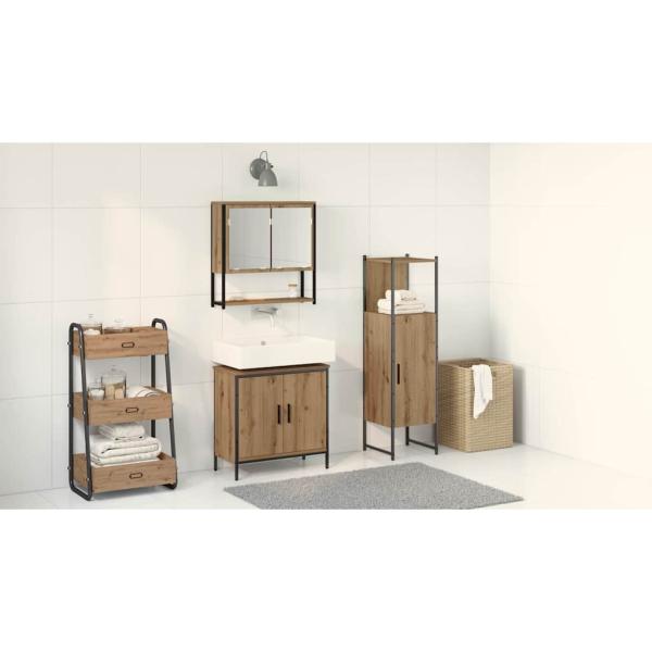 Badezimmermöbel-Set 3 stk. Braun 33 x 33 x 113,5 cm