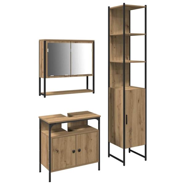 3-teiliges Badezimmermöbel-Set Artisan Eiche, Holzwerkstoff