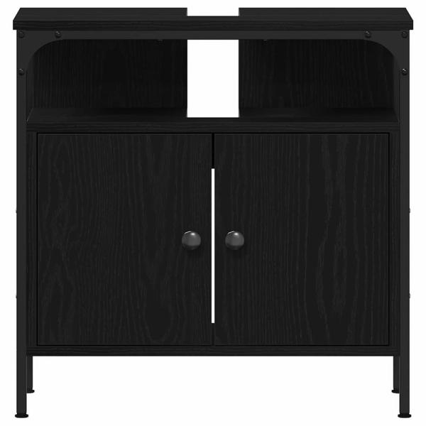 3-teiliges Badezimmermöbel-Set Schwarz Eichenholz