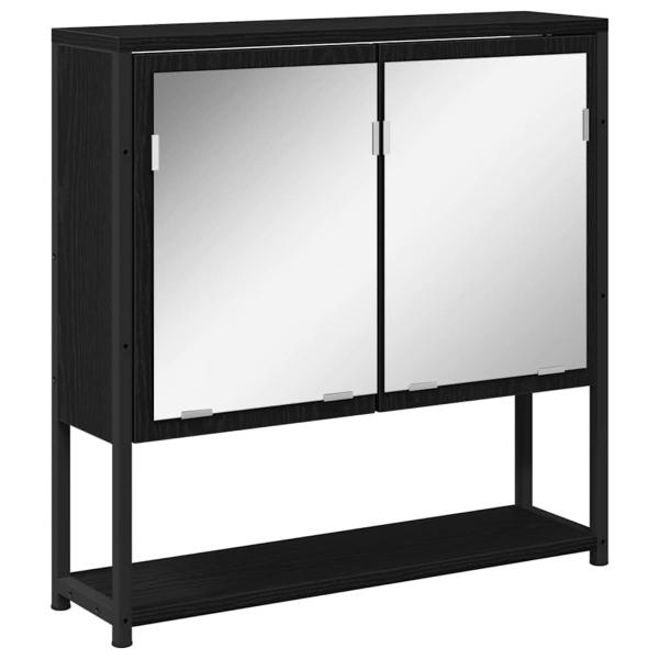 3-teiliges Badezimmermöbel-Set Schwarz Eichenholz