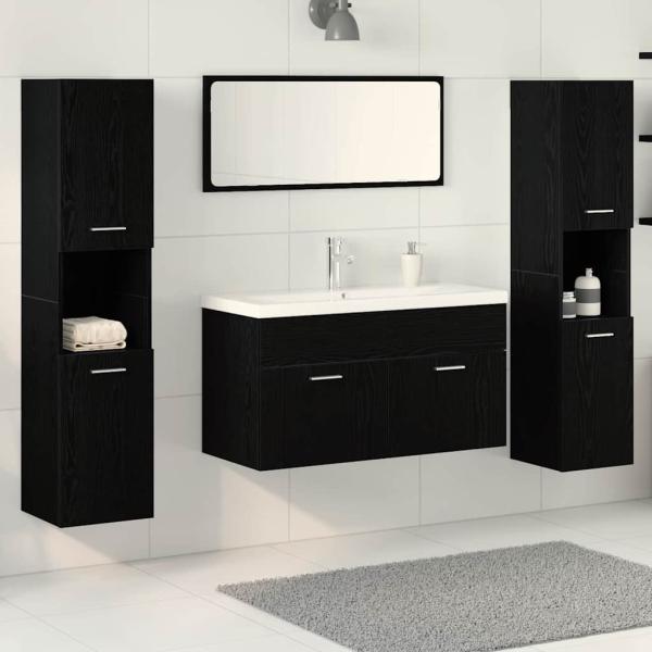 ARDEBO.de - 5-teiliges Badezimmermöbel Set Schwarze Eiche Holzwerkstoff