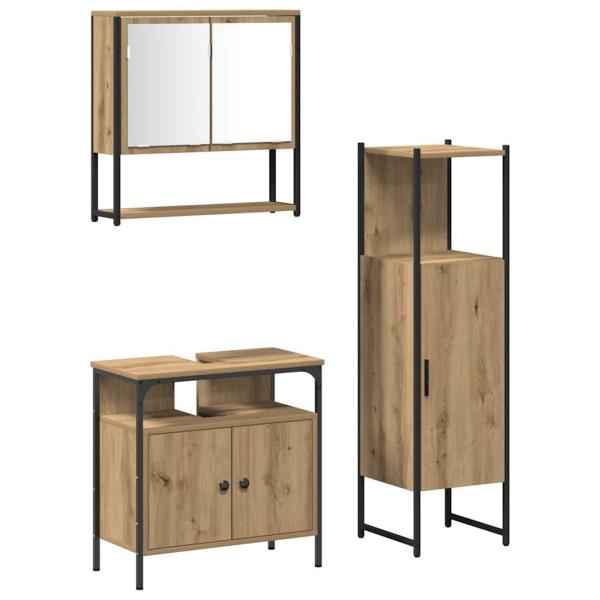 3-tlg Badezimmermöbel Set Artisan Eiche Holzwerkstoff