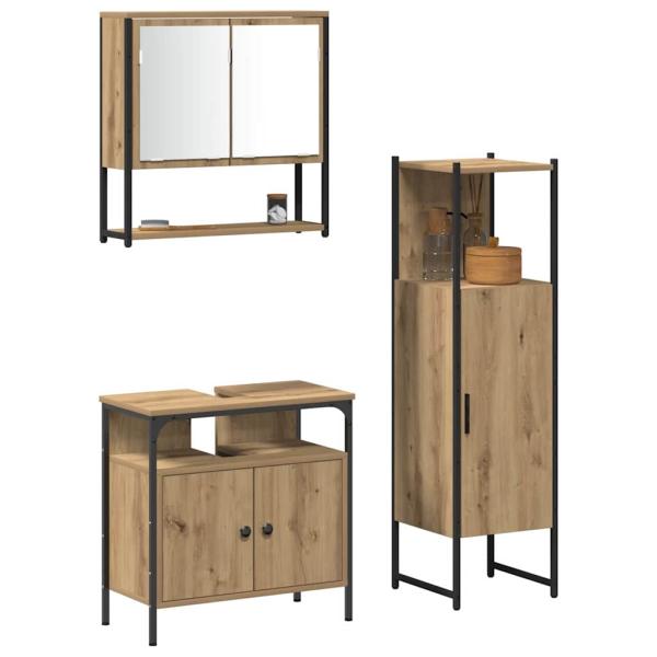 3-tlg Badezimmermöbel Set Artisan Eiche Holzwerkstoff