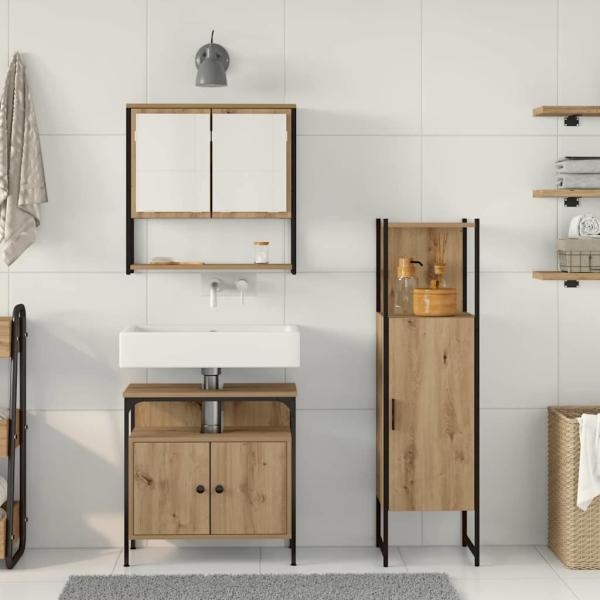 3-tlg Badezimmermöbel Set Artisan Eiche Holzwerkstoff