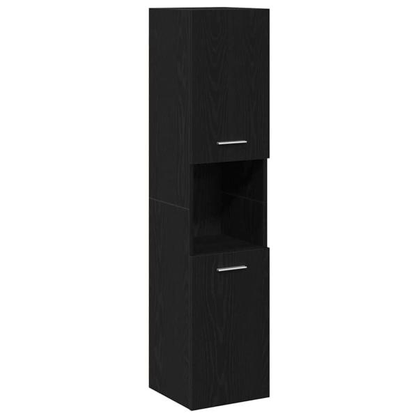 5-teiliges Badezimmermöbel Set Schwarz Eichen Holzwerkstoff